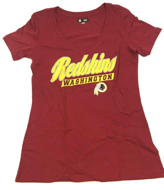 Redskins Washington Women's Football T-Shirt NFL Glitter Bling Maroon - Medium