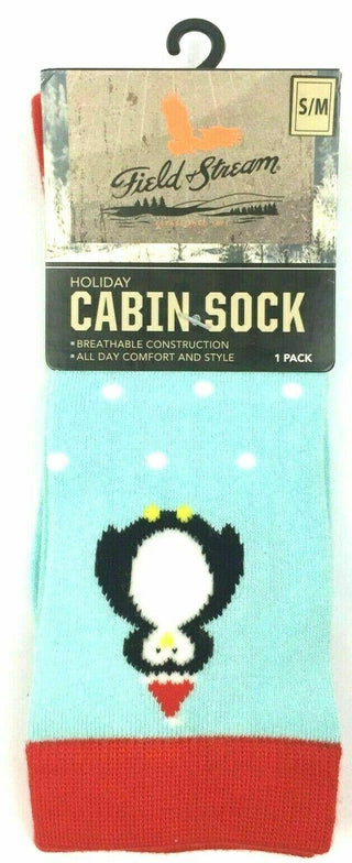 Field & Stream Unisex Cabin Socks Novelty Holiday Blue Red Small Medium