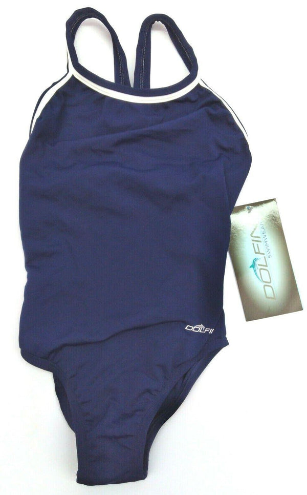 Dolfin Women's Swimming Tank Solids High Neck Costume Midnight Navy Size 30