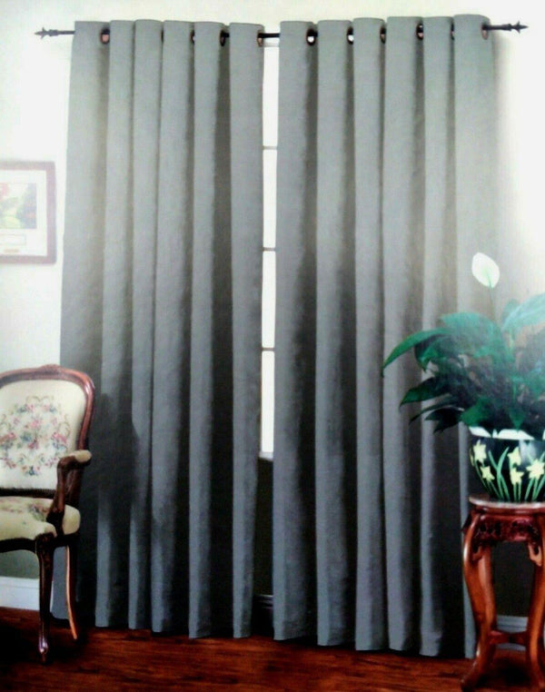 Belmont Curtain Drapes Faux Suede Grommet Panel Slate Size 50 x 84 inches New