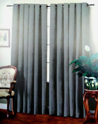 Belmont Curtain Drapes Faux Suede Grommet Panel Slate Size 50 x 84 inches New