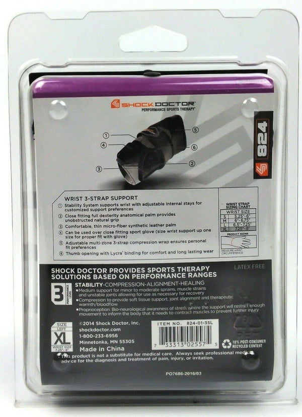 Shock Doctor Adjustable 3-Strap Wrist Compression Wrap with Anatomical Palm