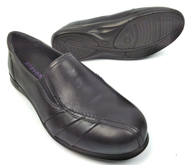 Aravon Women's Loafers Faith Slip-on Comfort Flat Leather Shoes New in Box