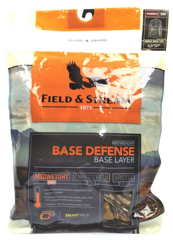 Field & Stream Women Base Layer Jersey Defense Midweight Mock Neck Realtree Xtra