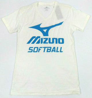 Women's Softball T-shirt Mizuno Short Sleeve V-Neck Tee White - New