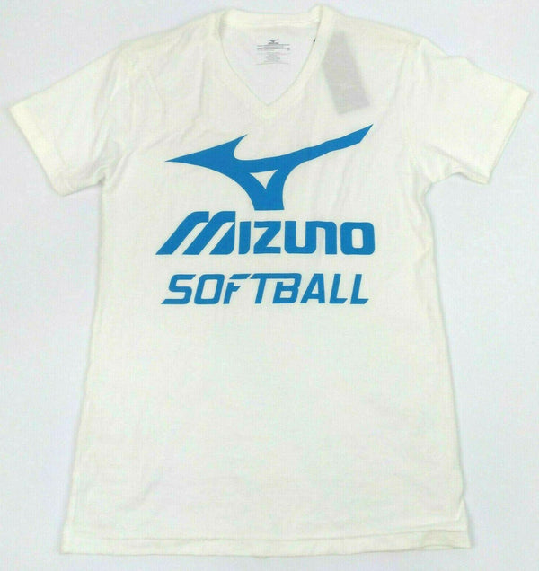 Women's Softball T-shirt Mizuno Short Sleeve V-Neck Tee White - New