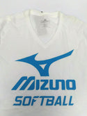 Women's Softball T-shirt Mizuno Short Sleeve V-Neck Tee White - New