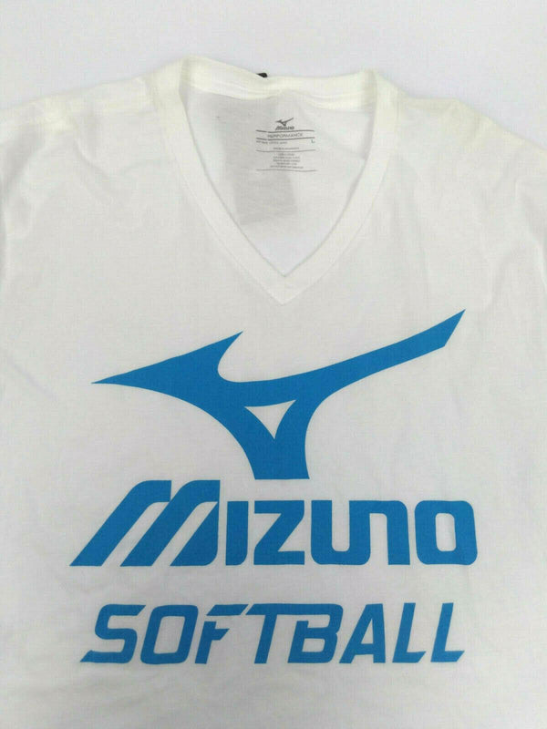 Women's Softball T-shirt Mizuno Short Sleeve V-Neck Tee White - New