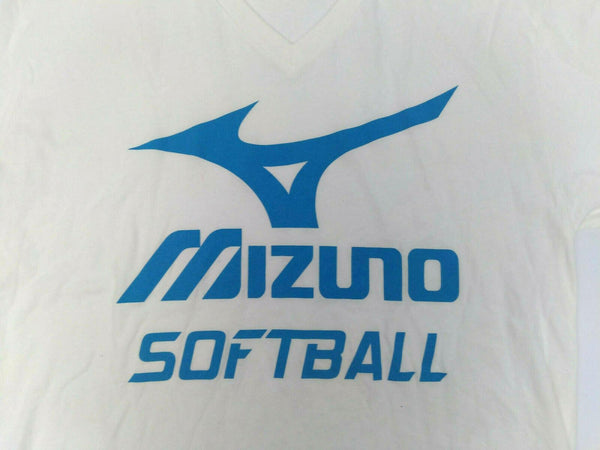 Women's Softball T-shirt Mizuno Short Sleeve V-Neck Tee White - New