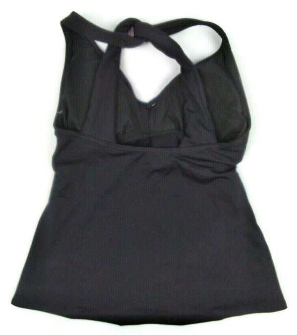 TYR Women's Swimwear Solid Halter Twisted Tankini Top Black Costume Size 6