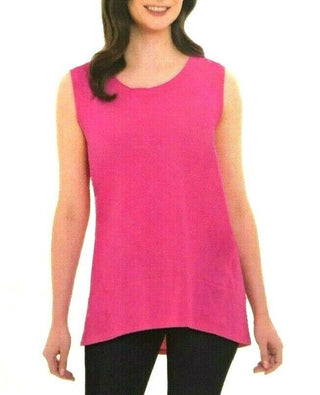 Adrienne Vittadini Women's Top Sleeveless Hi-Low Hem Berry Pink Large