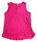 Adrienne Vittadini Women's Top Sleeveless Hi-Low Hem Berry Pink Large