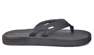 Flojos Men's Flip Flops Black Memory Foam Slip-on Round Open Toe Sandals New