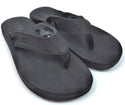 Flojos Men's Flip Flops Black Memory Foam Slip-on Round Open Toe Sandals New