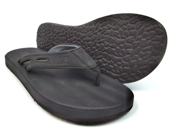 Flojos Men's Flip Flops Black Memory Foam Slip-on Round Open Toe Sandals New