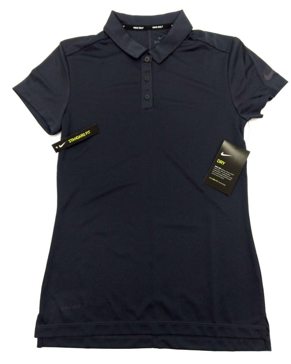 Nike Women's Golf Polo Shirt Dri-Fit Short Sleeved Three Button Gridiron - New