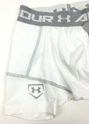 Under Armour Big Kids Boys Solid with Logo White & Grey Baseball Shorts X-Small