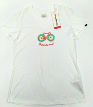 Women's Cycling T-Shirt Louis Garneau Share the Road Short Sleeve Tee White New