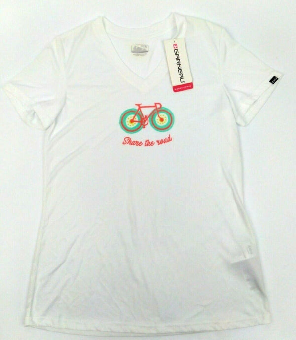 Women's Cycling T-Shirt Louis Garneau Share the Road Short Sleeve Tee White New