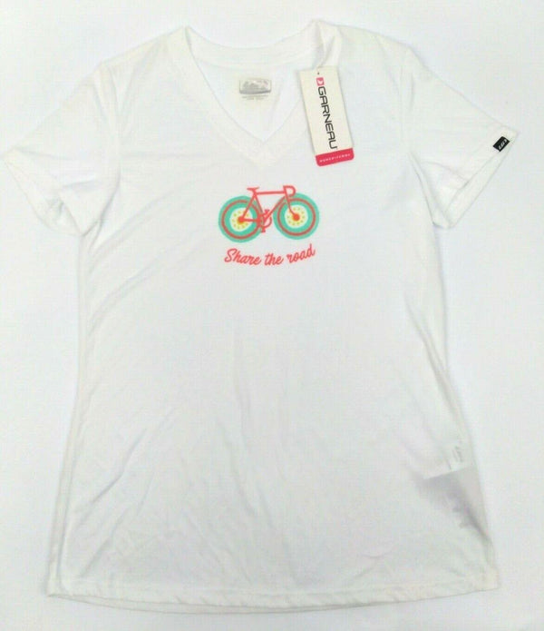 Women's Cycling T-Shirt Louis Garneau Share the Road Short Sleeve Tee White New