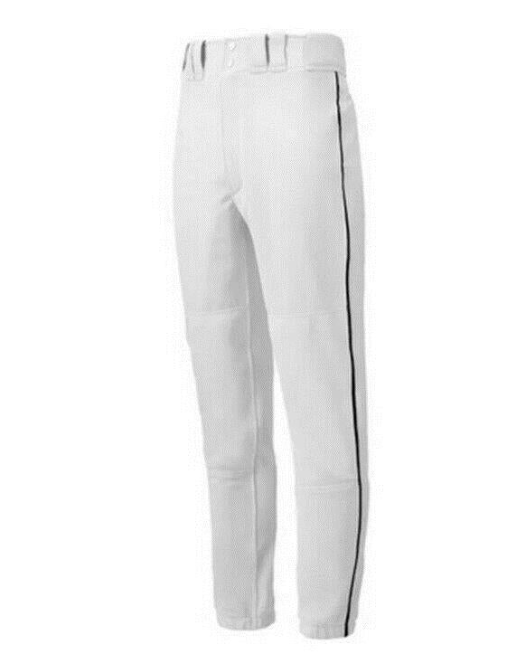 Mizuno Men's MVP Pro Piped Open Hemmed Bottom Baseball Pants White XL