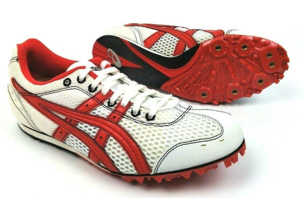 Asics Men's Hyper-LD Track and Field Running Shoes Cleated White Red Size 8.5