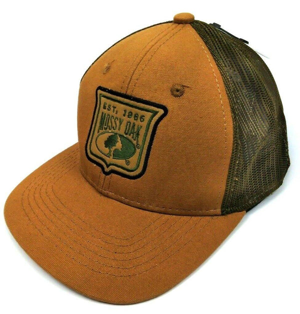 Outdoor Cap Men's Cap Mossy Oak Shield Hat Mesh Back Snap Closure Khaki One Size