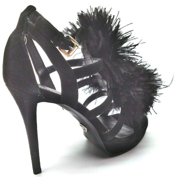 Michael Kors Kid's Fara Sandals High Heels Suede Shoes Black Suede Size 5.5M
