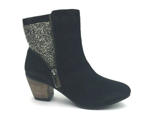 Cavalone Renata Women's Suede Beaded Ankle Boots Black Silver Size 6.5 New