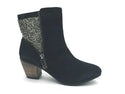 Cavalone Renata Women's Suede Beaded Ankle Boots Black Silver Size 6.5 New