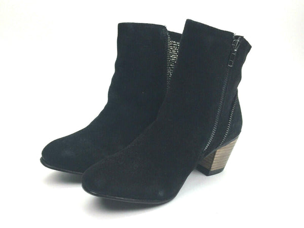 Cavalone Renata Women's Suede Beaded Ankle Boots Black Silver Size 6.5 New