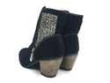 Cavalone Renata Women's Suede Beaded Ankle Boots Black Silver Size 6.5 New