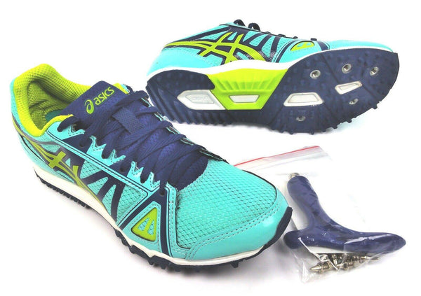 ASICS Women's Running Shoes Hyper-Rocketgirl XC Cross Country Blue Lime Poseidon