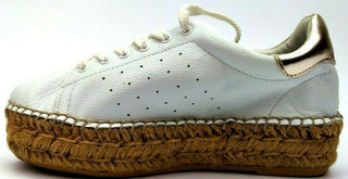 Steve Madden Women's Pace Leather Low Top Lace Up Shoes White Gold Size 5 New