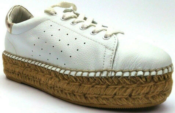 Steve Madden Women's Pace Leather Low Top Lace Up Shoes White Gold Size 5 New