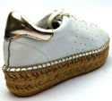 Steve Madden Women's Pace Leather Low Top Lace Up Shoes White Gold Size 5 New