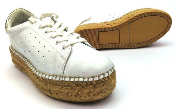 Steve Madden Women's Pace Leather Low Top Lace Up Shoes White Gold Size 5 New