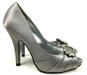 NINA Women's Rumina Stylish Open Toe Slip on Dress Pump Silver - Size 6M
