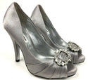 NINA Women's Rumina Stylish Open Toe Slip on Dress Pump Silver - Size 6M