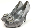 NINA Women's Rumina Stylish Open Toe Slip on Dress Pump Silver - Size 6M