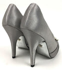 NINA Women's Rumina Stylish Open Toe Slip on Dress Pump Silver - Size 6M