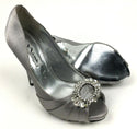 NINA Women's Rumina Stylish Open Toe Slip on Dress Pump Silver - Size 6M