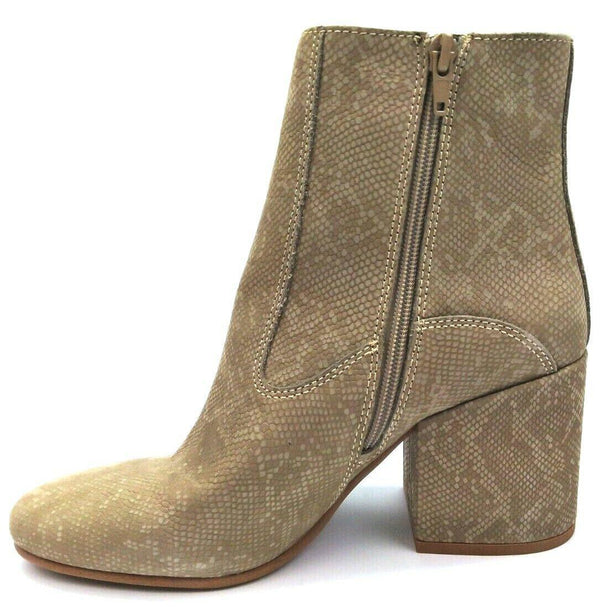 Lucky Brand Women's Boots High Ankle Rainns Block Heel Feather Grey 8.5M New