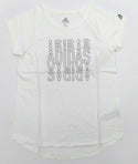 Adidas Girl's T-Shirt Graphic Short Sleeve Crew Neck Tee White Medium 10/12 New