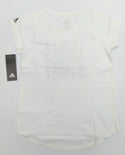 Adidas Girl's T-Shirt Graphic Short Sleeve Crew Neck Tee White Medium 10/12 New