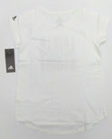 Adidas Girl's T-Shirt Graphic Short Sleeve Crew Neck Tee White Medium 10/12 New