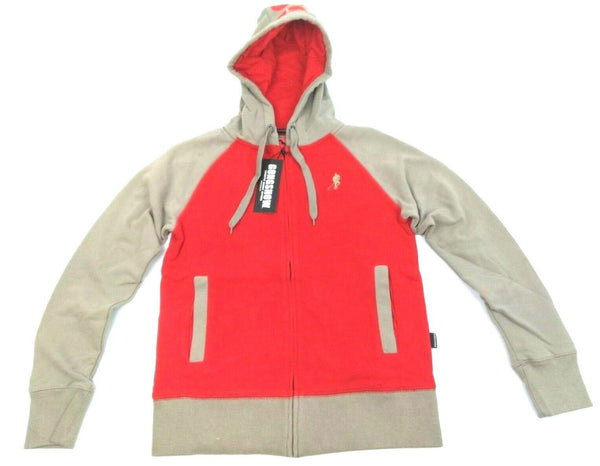 Men's Winter Hoodie Warm Full Zip Jumper Gongshow Going the Distance Red Grey