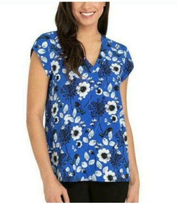 Hilary Radley Women's Blouse V-Neck Short Sleeve Chiffon True to Size Top New