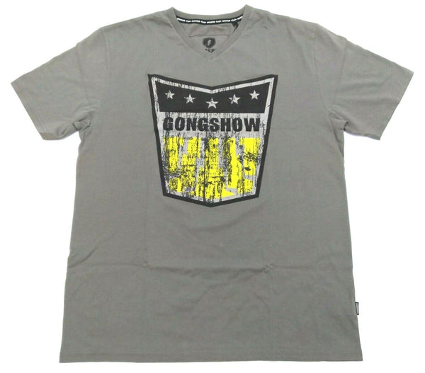 Gongshow Men's T-Shirt Puck Crest V-Neck Short Sleeved Grey Size X-Large