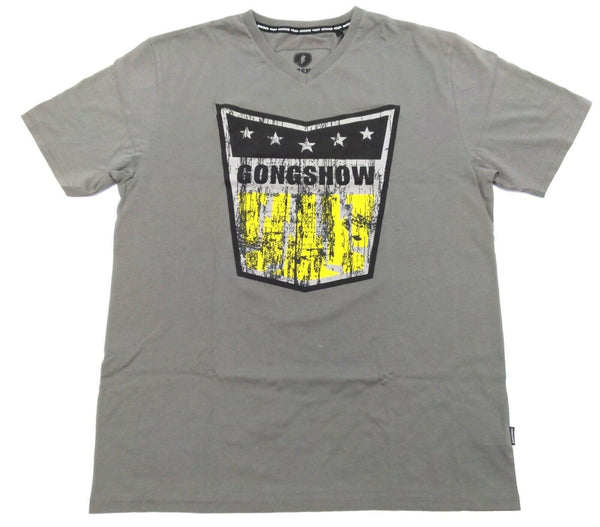 Gongshow Men's T-Shirt Puck Crest V-Neck Short Sleeved Grey Size X-Large